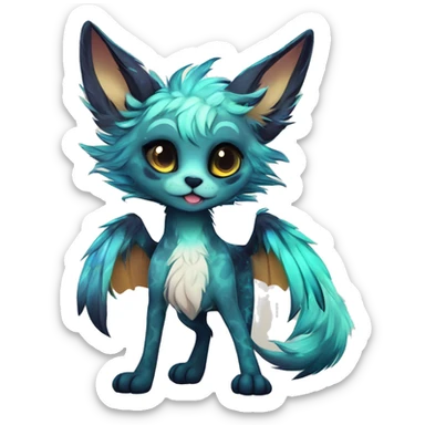 Cool cute Kawaii edgy fantasy shiny animal  fursona Fionbri vernid by griffsnuff & LiLaiRa & Falvie full body sticker