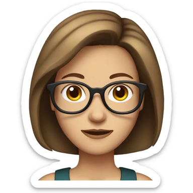 White woman with short brown hair and glasses sticker