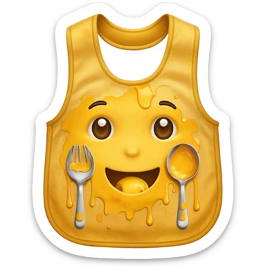 Yellow bib with food stains sticker