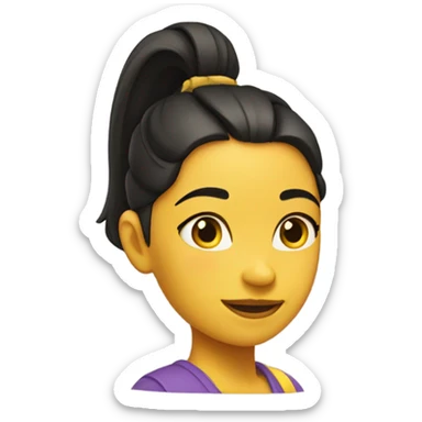 Yellow girl with black circle on her cheek and ponytail hairstyle  sticker