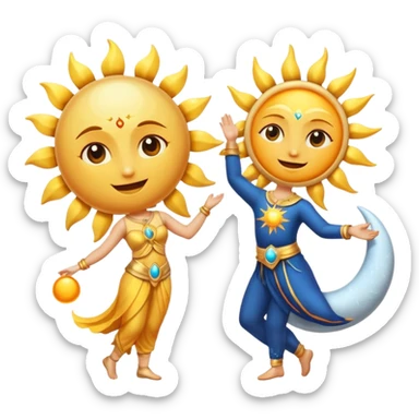 The sun and the moon dancing sticker