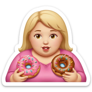 fat girl eating donuts sticker