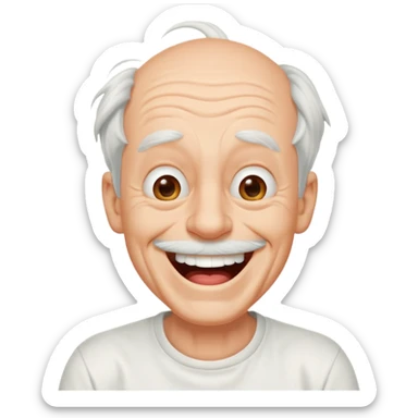 Goofy man with white tshirt laughing sticker