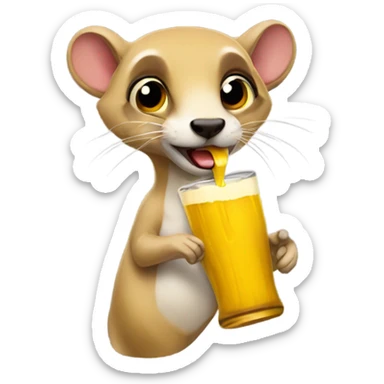 Mustard drinking weasel  sticker