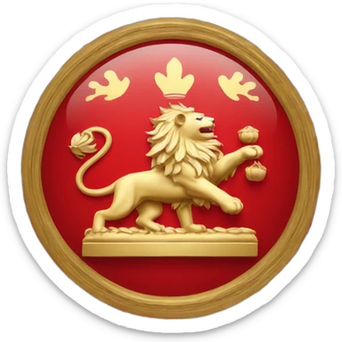 Drapeau avec fond rouge et deux lions en or sticker
