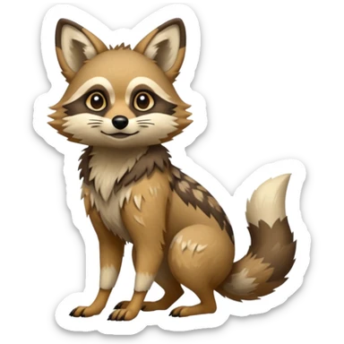 fantasy-tanuki-jackal-Coyote-marsupial-fursona-hybrid animal creature full body with intricate markings  sticker