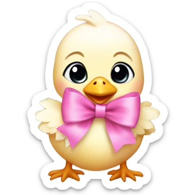 Baby chicken with pink bow sticker