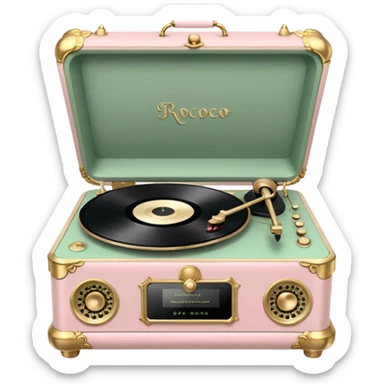 Vintage rococo pale pink and sage vinyl player sticker
