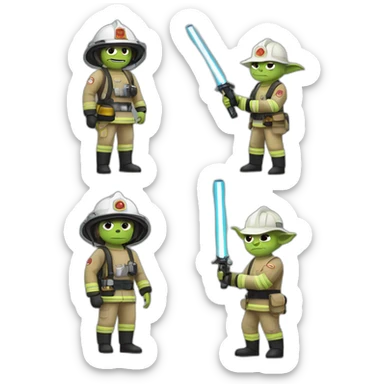 firefighter, yoda, lasersword sticker