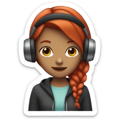 Red head girl with headphones  sticker