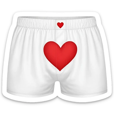 white men's boxer shorts with red heart print sticker