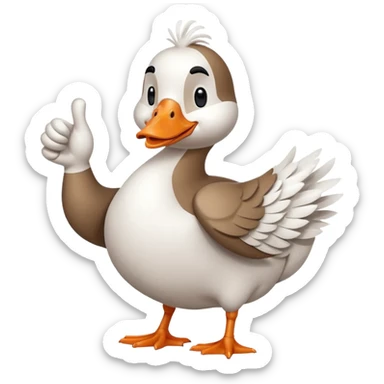 art style drawing goose character giving a thumbs up sticker