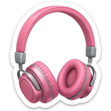 Auriculares cute color gris metal con moña rosa  sticker