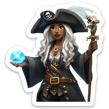 Pirate sorceress white sticker