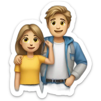 Un garçon et une fille ken sticker