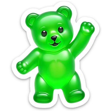 A neon green gummy bear sticker