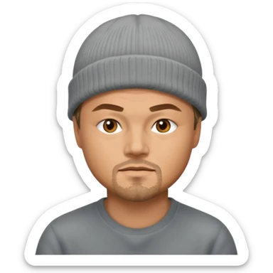 leonardo dicaprio wearing gray beanie sticker