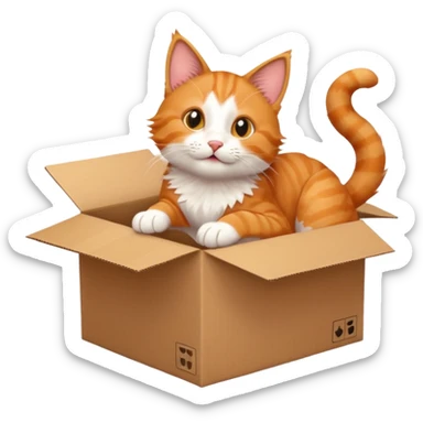 cat jumping out of a box sticker