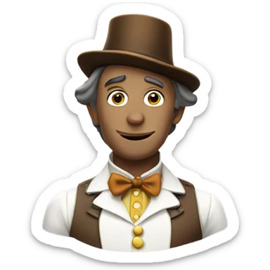 White willy wonka with a cowboy hat sticker
