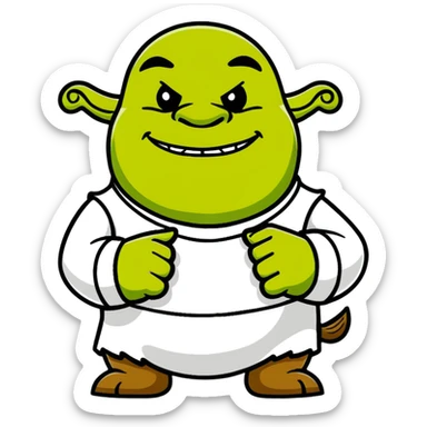 Shrek as a baddie with bold outlines sticker