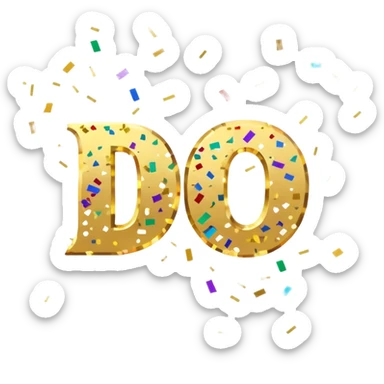 The word Dakota surrounded by confetti for 20 birthday sticker