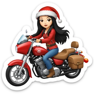 biker girl black long hair moto christmas yamaha sticker