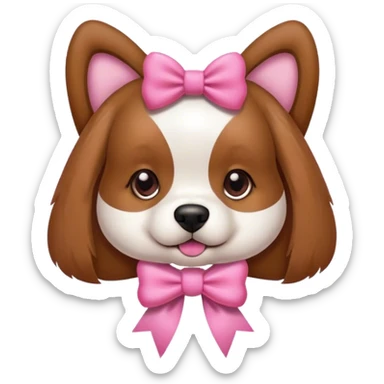Dog with a pink bow on  sticker