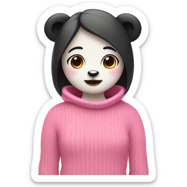 Panda girl wearing pink sweater sticker