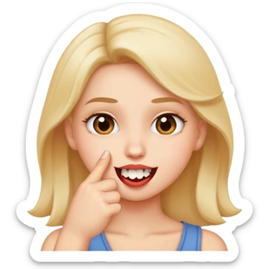 a flirty face biting finger  sticker
