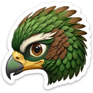 close up of just the eye at the side profile of the face of a green hawk that is looking away from the camera sticker