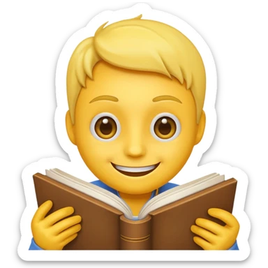 A emoji with a book in its hands like these but combined 😁📖 no pink thing on its face  sticker