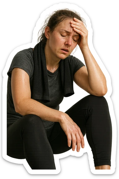 donna molto stanca dopo il workout sticker