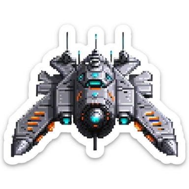 futuristic space cruiser with sleek design and glowing engines sticker