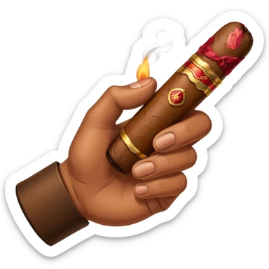 a hand holding a cigar sticker