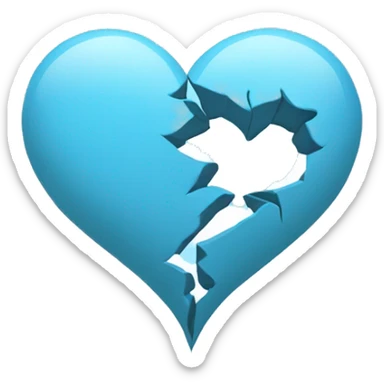 a sky blue heart broken in half sticker