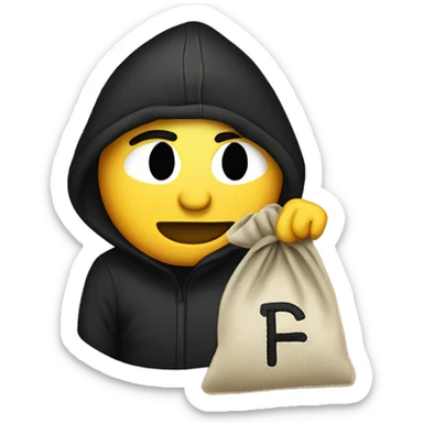 Thief stealing money bag with the word “Toptier” embroidered on it sticker