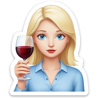 Blue eyed blonde girl with wine in her hand sticker