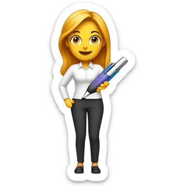 female designer holding magiv pen sticker