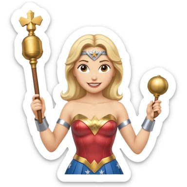 Blonde Wonder Woman holding conductor’s baton and bell  sticker