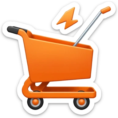 a computer pixel white cursor clicking on a ecommerce style orange cart icon sticker
