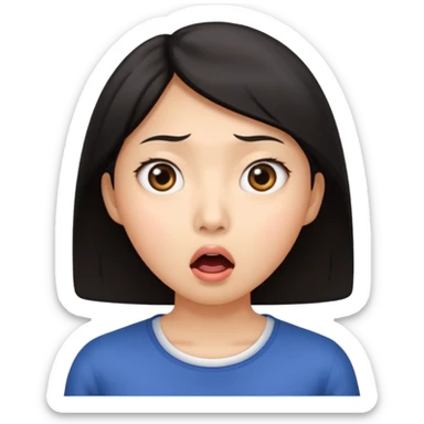 Asian woman with wide eyes, shocked expression sticker