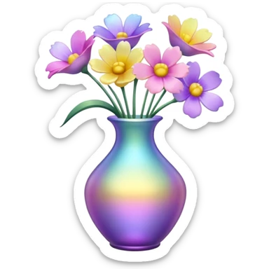 Iridescent vase with pastel flowers sticker