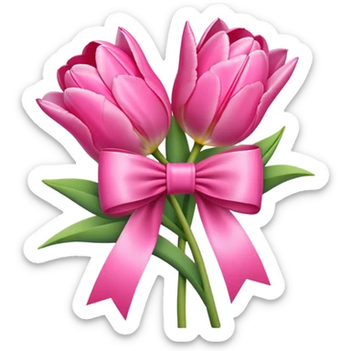 Pink tulips with a bow sticker