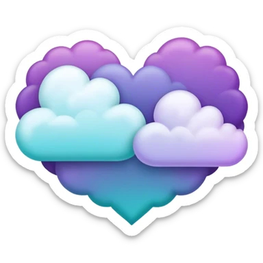 Teal and Purple cloud heart sticker