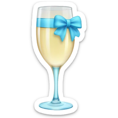 Champagne glass with light blue bow on stem sticker