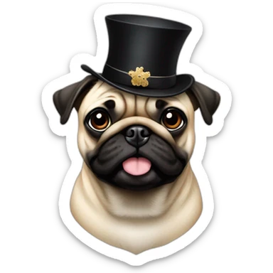 pug with black jewish hat and paces sticker
