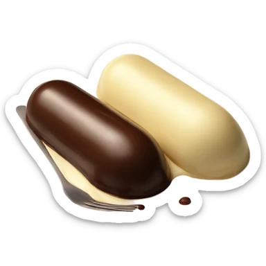 Chocolate quenelle and vanilla quenelle on a plate sticker