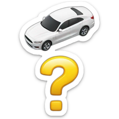 a question mark next to a car sticker