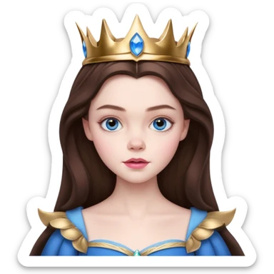 Elle fanning as princess Aurora in Maleficent but with chocolate brown hair and blue eyes, slightly bigger pink lips. sticker