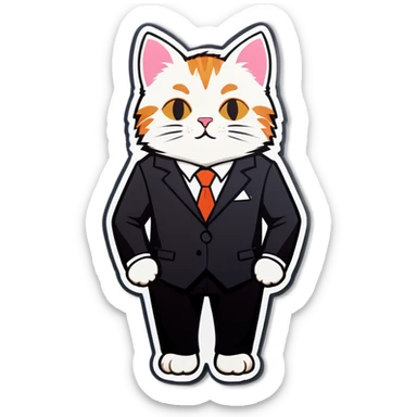 Cat wearing a suit sticker